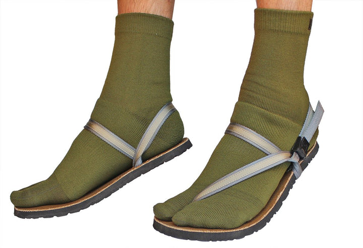 green wool tabi sandal socks