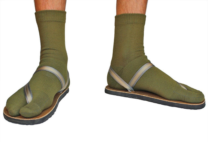 green wool tabi sandal socks