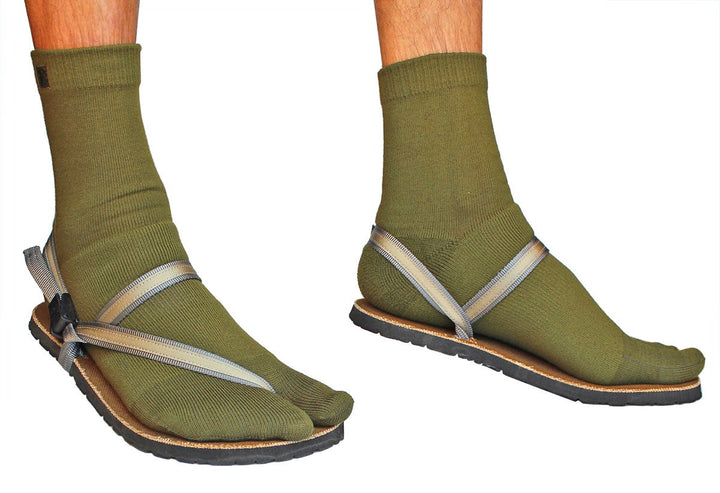 green wool tabi sandal socks