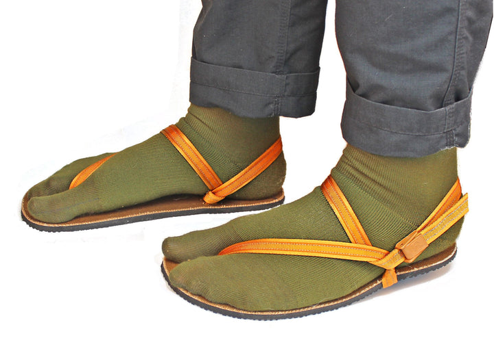 green wool tabi sandal socks