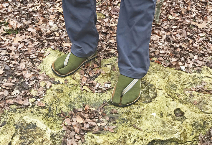 green wool tabi sandal socks